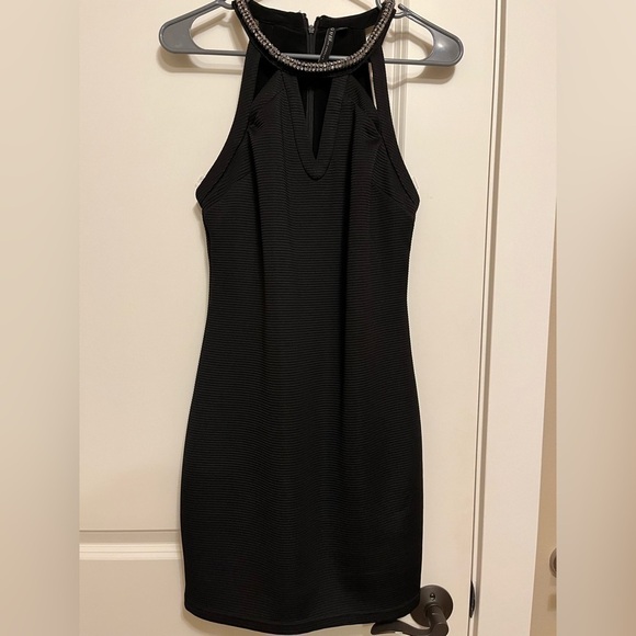Guess Little Black Cocktail Dress with Beaded Neckline Size M - Picture 1 of 5